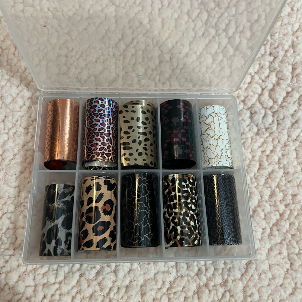 Animal Print and Metallic Nail Foil Set/ Never Used!